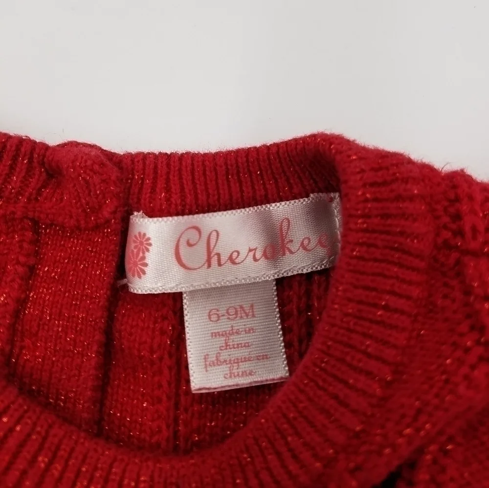 Cherokee Red Knit Dress Holiday Bow 6-9m